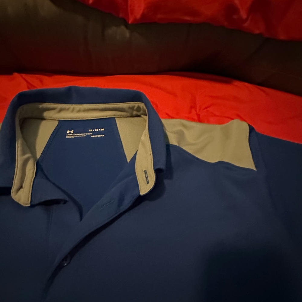 Under Armour Men's Blue and Gray Polo Shirt - Picture 8 of 9